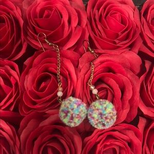 Anthropologie Colorful Beaded Dangle Earrings